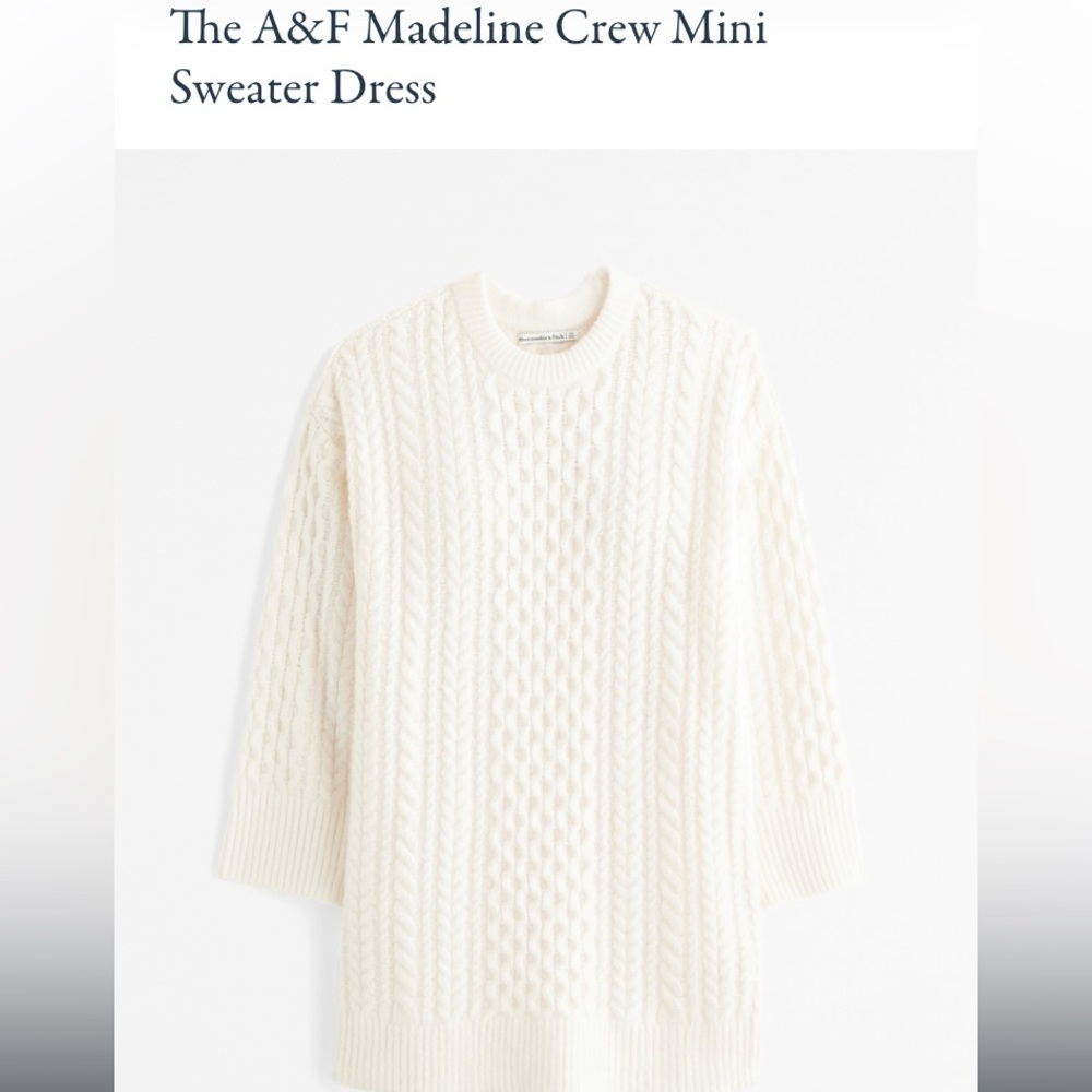 A&F Madeline Crew Mini Sweater Dress in Cream
